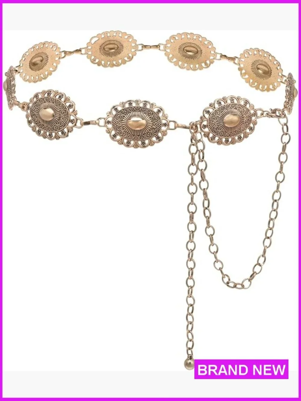 Western Chain Belt Metal Concho Adjustable Boho Chic Dresses Jeans Outfit
